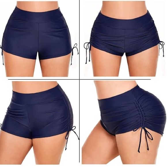 Shell 🐚 Blue swim-short w/ side ties NEW - Picture 3 of 3